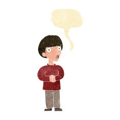 cartoon nervous man with speech bubble N5