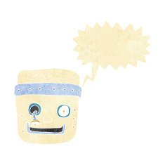 cartoon robot head with speech bubble N2