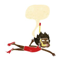 cartoon swimmer with snorkel speech bubble