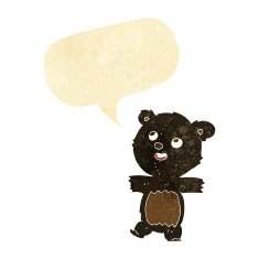 cartoon black bear with speech bubble N4