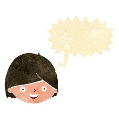 cartoon happy face with speech bubble N4