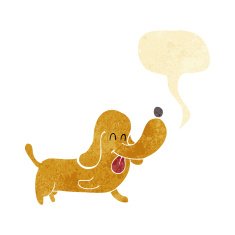 cartoon happy dog with speech bubble N4