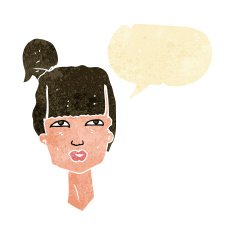 cartoon female head with speech bubble N2