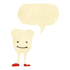 cartoon smiling tooth with speech bubble