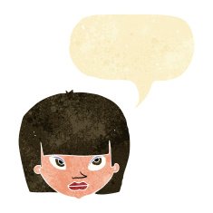 cartoon annoyed woman with speech bubble N3