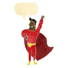 cartoon superhero with speech bubble N2