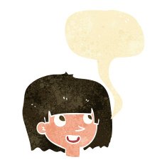 cartoon happy female face with speech bubble N13
