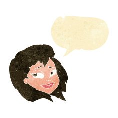 cartoon happy female face with speech bubble N15