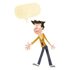 cartoon stressed man with speech bubble N4