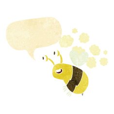 cartoon happy bee with speech bubble N2