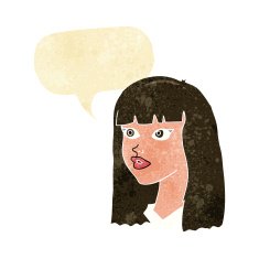 cartoon pretty girl with long hair speech bubble N2