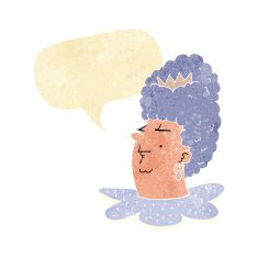 cartoon queen head with speech bubble N2