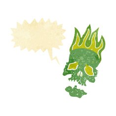 cartoon skull with speech bubble N3