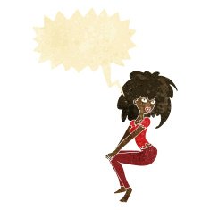 cartoon woman with big hair speech bubble