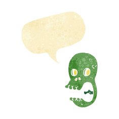 funny cartoon skull with speech bubble N2