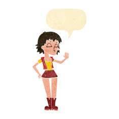 cartoon cool girl with speech bubble N2