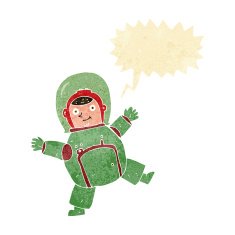cartoon astronaut with speech bubble N3