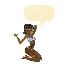 cartoon sexy bikini girl with speech bubble