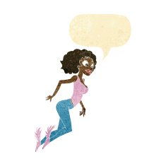 cartoon flying woman with speech bubble