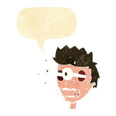 cartoon surprised man with eyes popping out speech bubble