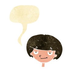 cartoon smug looking boy with speech bubble
