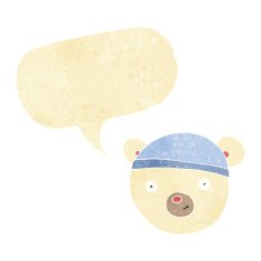 cartoon polar bear face with speech bubble N2
