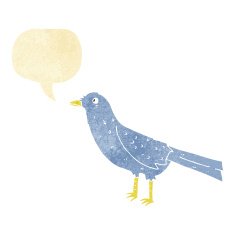 cartoon crow with speech bubble