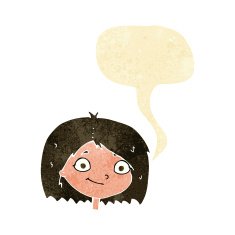 cartoon happy female face with speech bubble N18