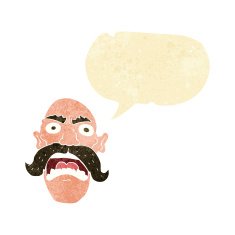 cartoon angry old man with speech bubble N4