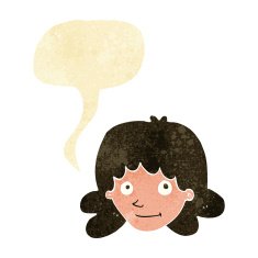 cartoon happy female face with speech bubble N19