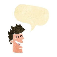 cartoon happy man with speech bubble N12