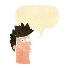 cartoon happy man with speech bubble N13