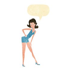 cartoon model woman posing with speech bubble N2