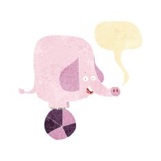 cartoon circus elephant with speech bubble