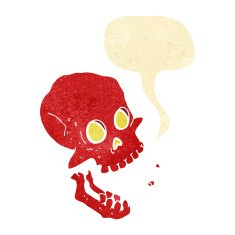 cartoon laughing skull with speech bubble N2