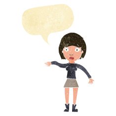 cartoon surprised woman with speech bubble N7