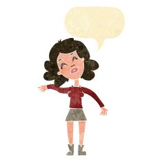 cartoon woman only joking with speech bubble