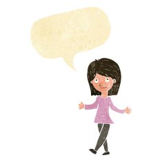 cartoon woman with no worries speech bubble N2