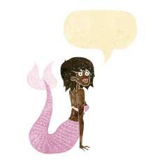 cartoon mermaid with speech bubble N3