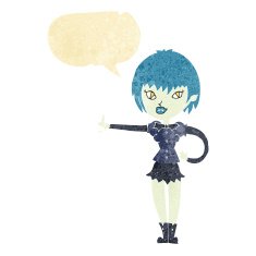 cartoon vampire girl giving thumbs up sign with speech bubble N2
