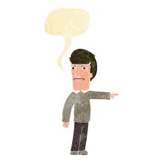 cartoon man pointing with speech bubble N3