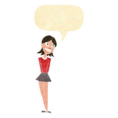 cartoon happy woman with speech bubble N10