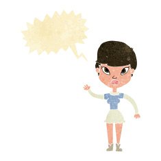 cartoon woman waving with speech bubble N11