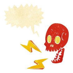 cartoon crazy skull with speech bubble