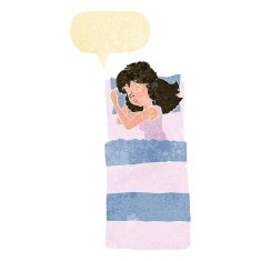 cartoon sleeping woman with speech bubble N2