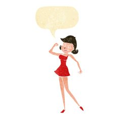 cartoon woman with can do attitude speech bubble N2