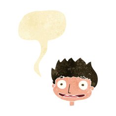 Cartoon happy boy with speech bubble N5