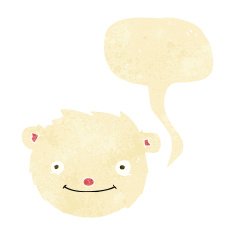 cartoon polar bear head with speech bubble
