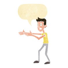 cartoon man desperately explaining with speech bubble N2