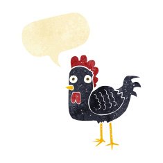 cartoon chicken with speech bubble